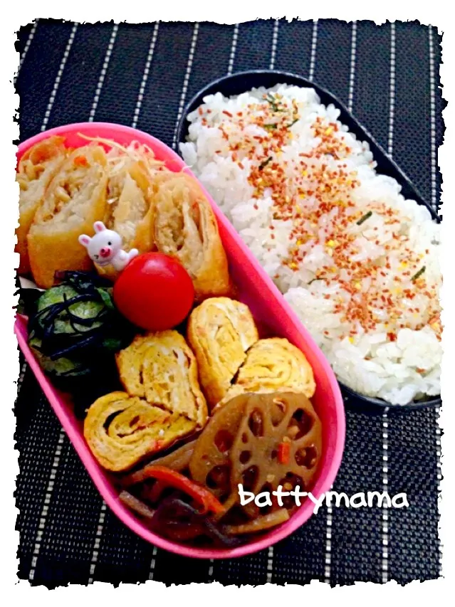 Snapdishの料理写真:春巻き弁当〜☆battymamaの女子かわぃぃお弁当〜☆11/25(月)☆|ばってぃーまま＠♪さん