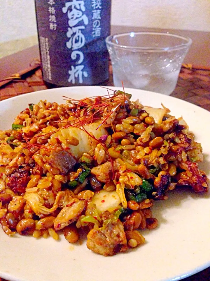 Snapdishの料理写真:Pork&natto kimchi fried rice🐽豚肉ｷﾑﾁ納豆ﾁｬｰﾊﾝ|🌈Ami🍻さん