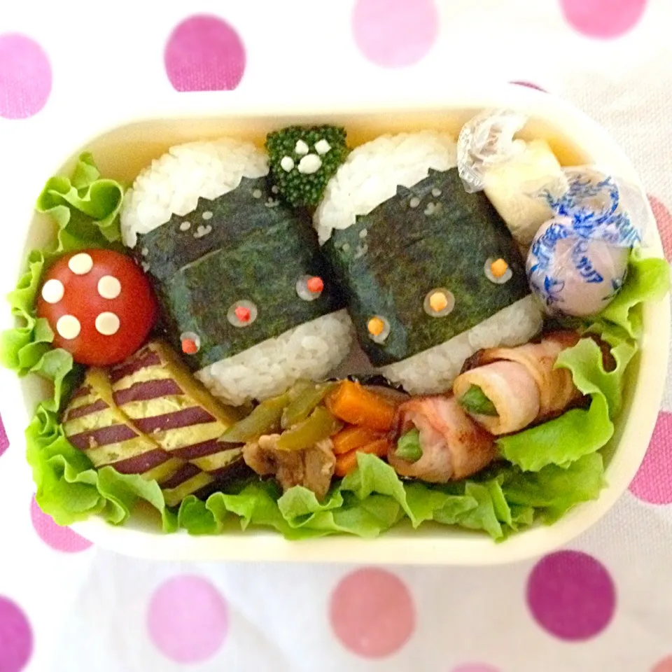 Snapdishの料理写真:ねこ海苔おにぎり弁当❤︎|chihoさん