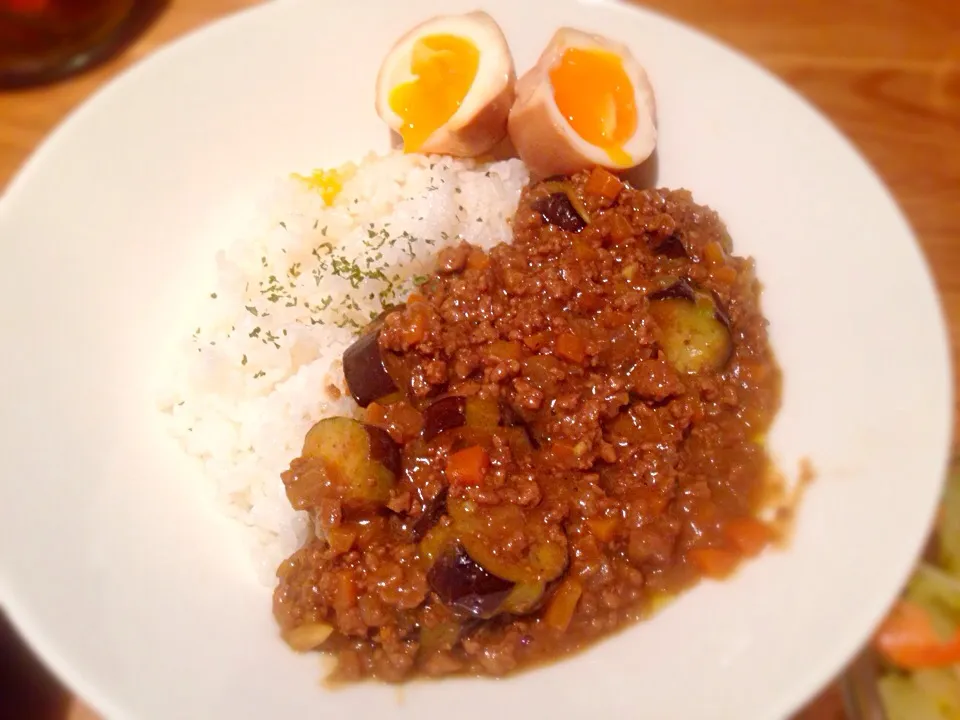 ドライカレー、酢醤油玉子のせ|yoshikoさん