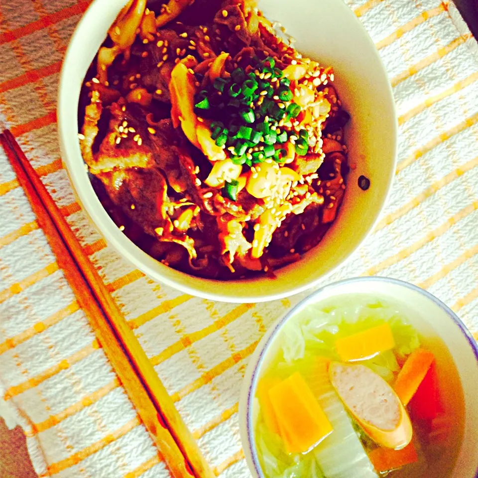 牛丼、野菜スープ|ユウコさん