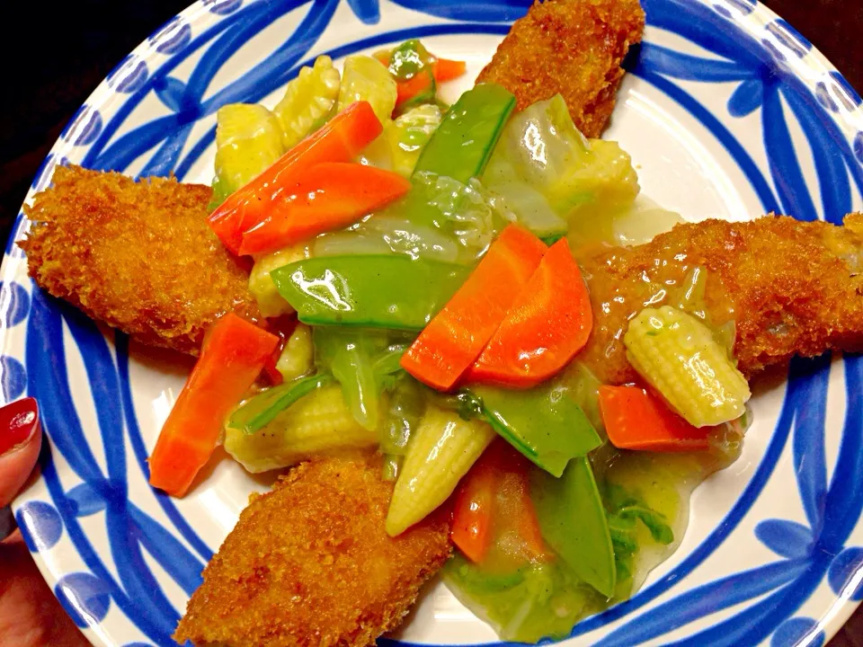 肉詰め蓮根の野菜あんかけ|あみきち🐠さん