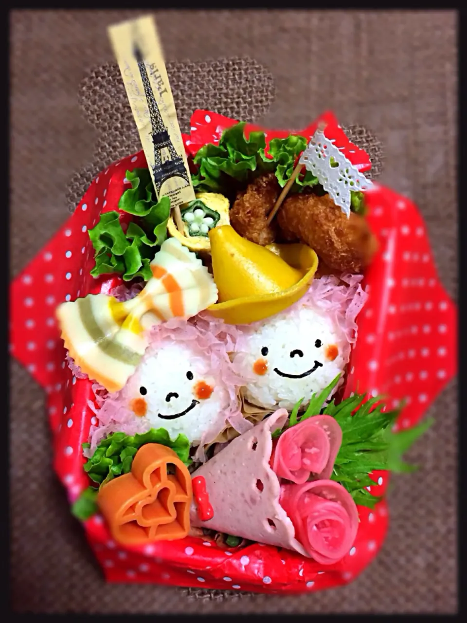 Snapdishの料理写真:ゆっぴーઈ(◕ั◡◕ั)*ﾟ*♡のお弁当『パリジェンヌのデート♥﻿(灬˘╰╯˘)乂(˘╰╯˘灬)』|kumiさん