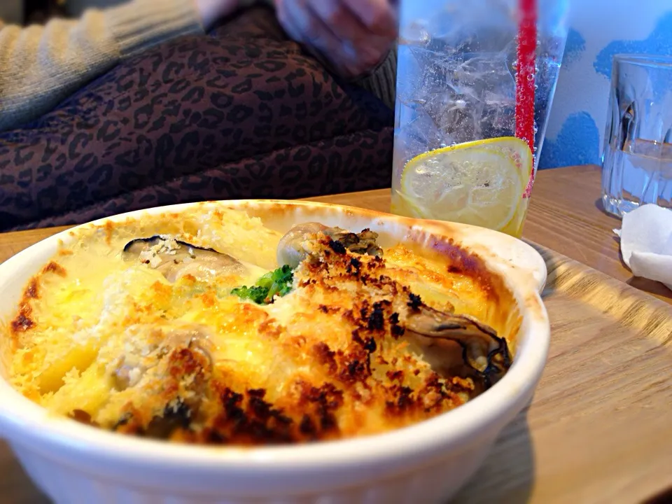 ほくほくポテトと牡蠣の豆乳クリームグラタン&ゆずレモンスカッシュ|こぺ こぺちさん