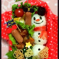 ゆっぴーઈ(◕ั◡◕ั)*ﾟ*♡のお弁当『⛄️ノッポのスノーマン(⁎⁍̴̛ᴗ⁍̴̛⁎)‼』