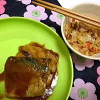 混ぜ御飯とサバ味噌|がーなさん