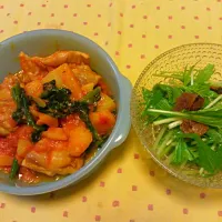 ※鶏肉とジャガイモのトマトクリーム煮
※カリカリベーコンと水菜のホットサラダ|まめちさん