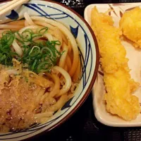 Snapdishの料理写真:かけうどん + 天ぷら|d3さん