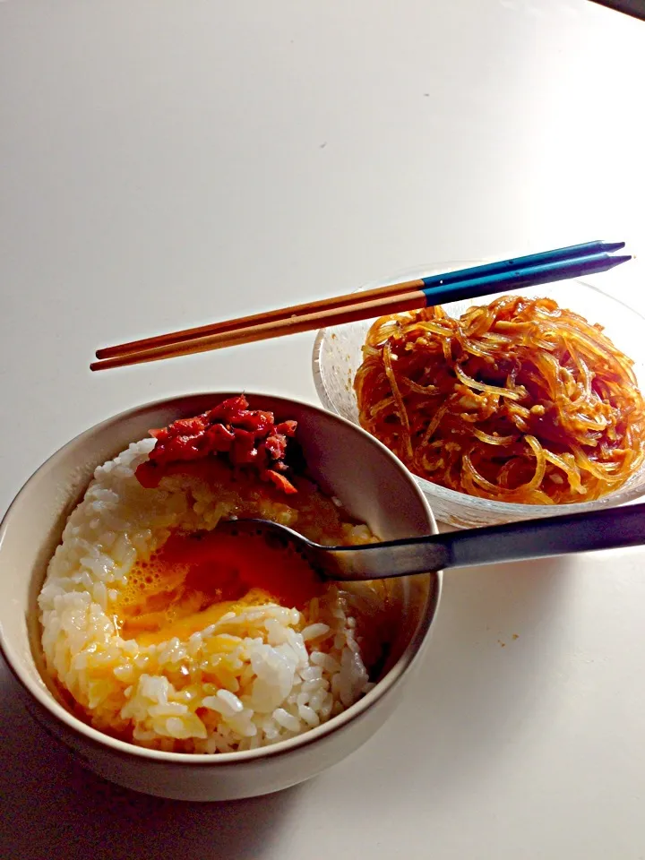 梅TKGとすき焼きマロニー|ぼーちゃんさん