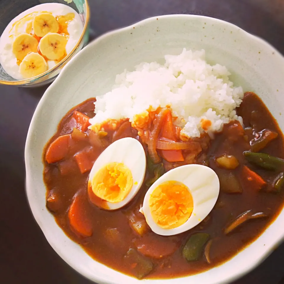 残り野菜のカレーライス,ヨーグルト|りーぴんさん