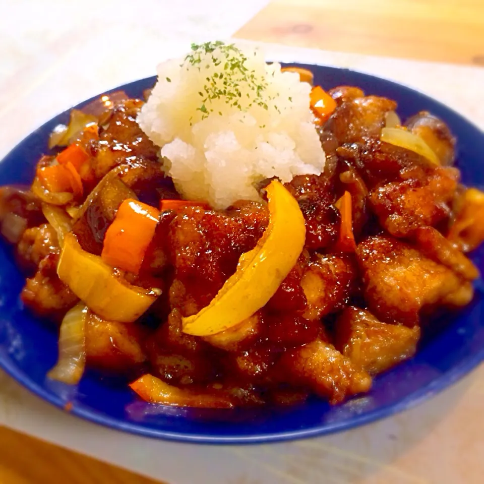 くららちゃんの料理 鶏肉のバルサミコ酢照り焼きおろしかけ⭐|honamiさん