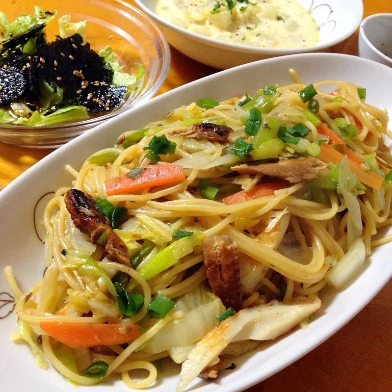 サンマの蒲焼缶で和風スパゲティ|カウンター嬢さん