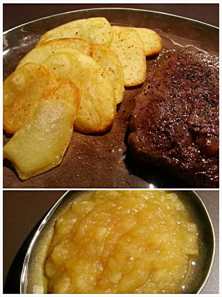 Ribeye, potato chips and apple compote|Frank&Jolanda - Eteninbeeldさん