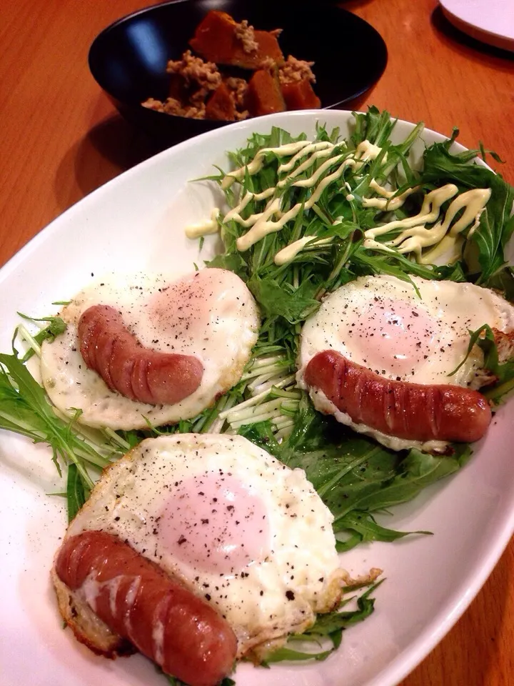 かぼちゃの煮物と目玉焼き達ww|トッシ~さん