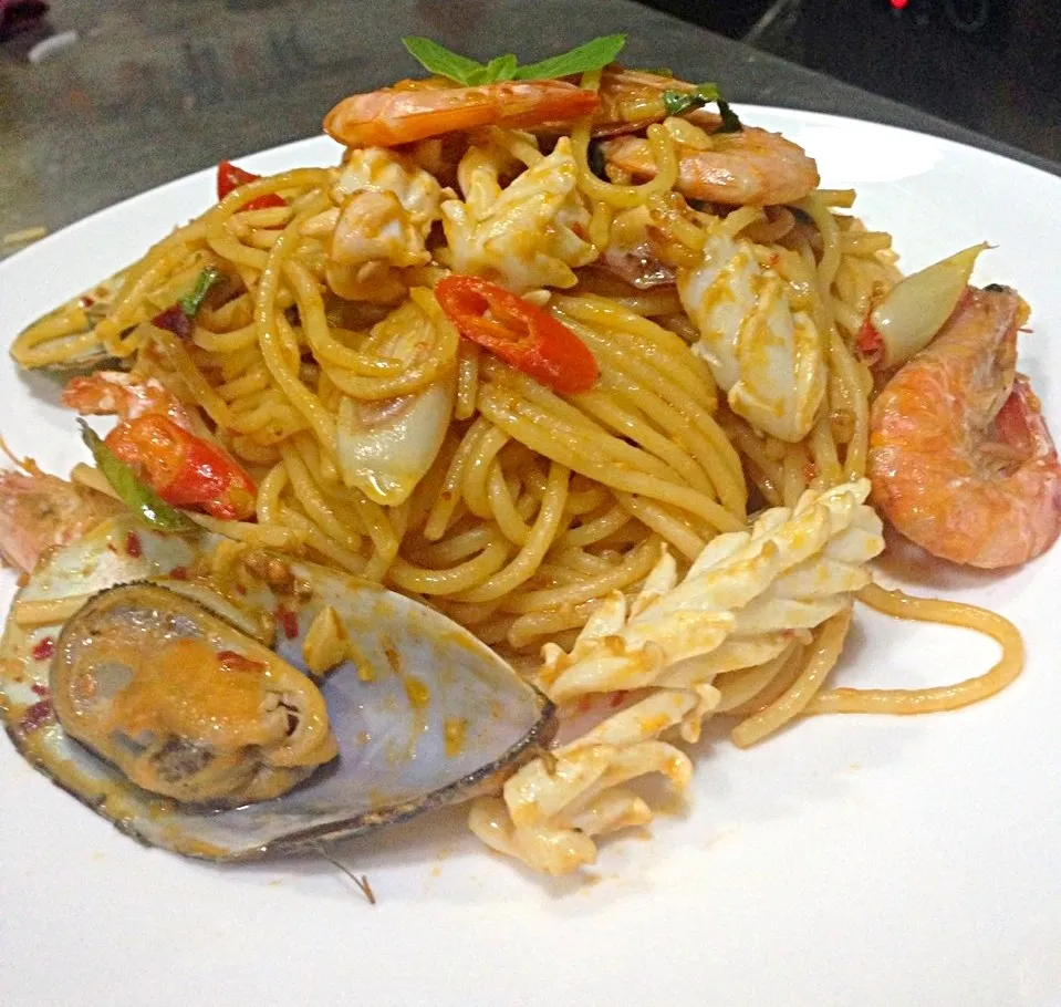 Tom Yum Seafood Spaghetti|Queenさん