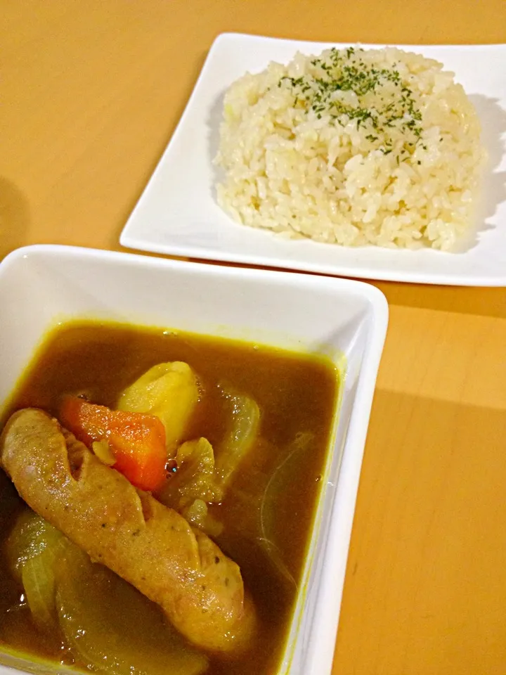 スープカレー、ガーリックライス|のんこさん