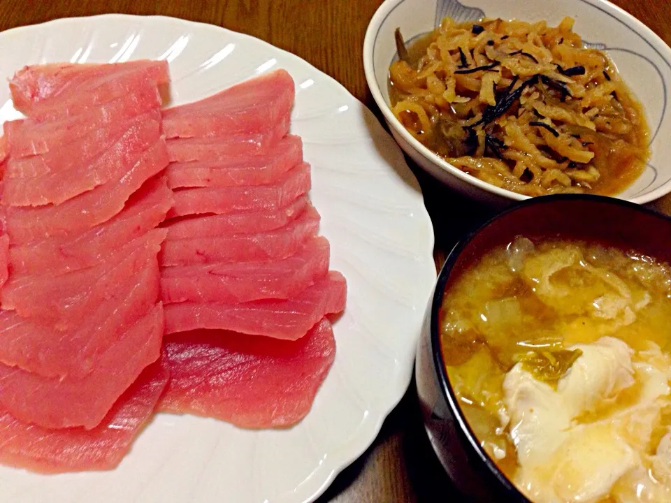 びんなが刺身/具沢山味噌汁/干し野菜の煮物|まからいとさん