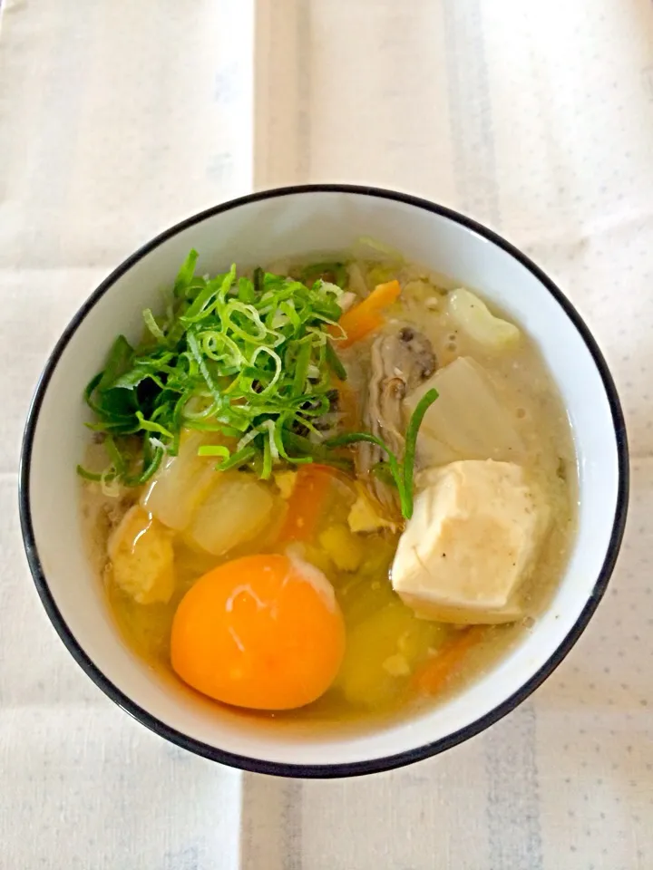 Snapdishの料理写真:〆のラーメン(牡蠣なべ）|aykさん