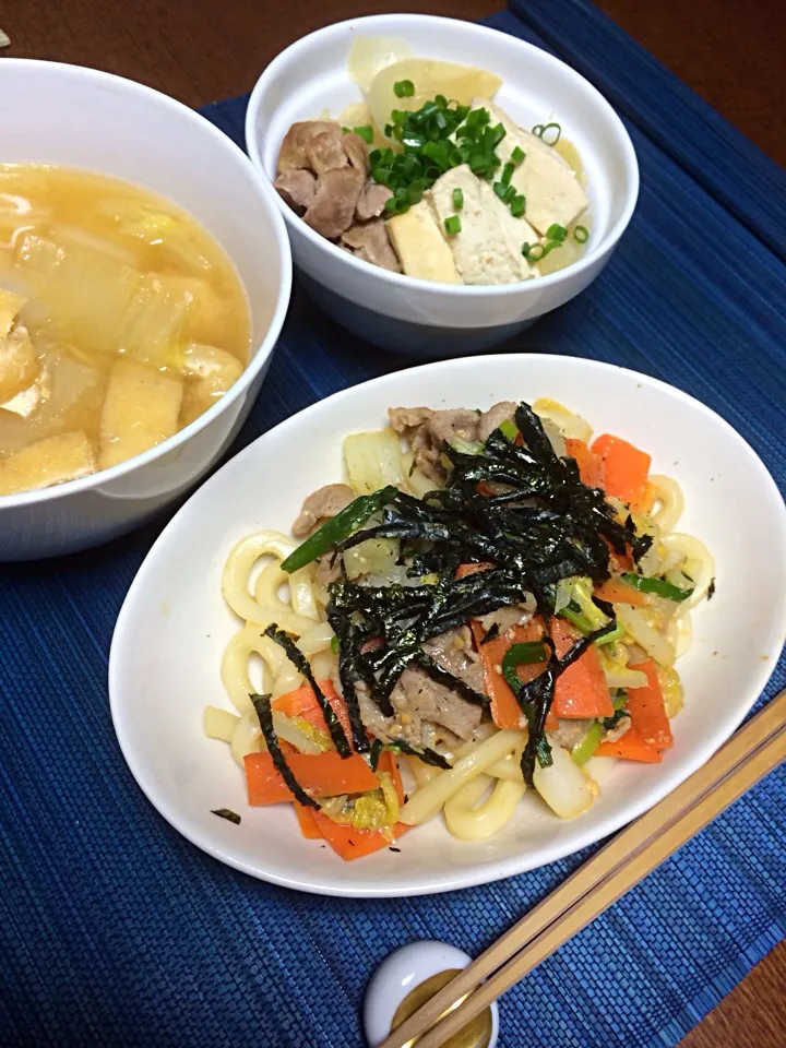 今日は味噌味^ ^焼きうどん。久しぶりの休肝日メニュー。|はるさん