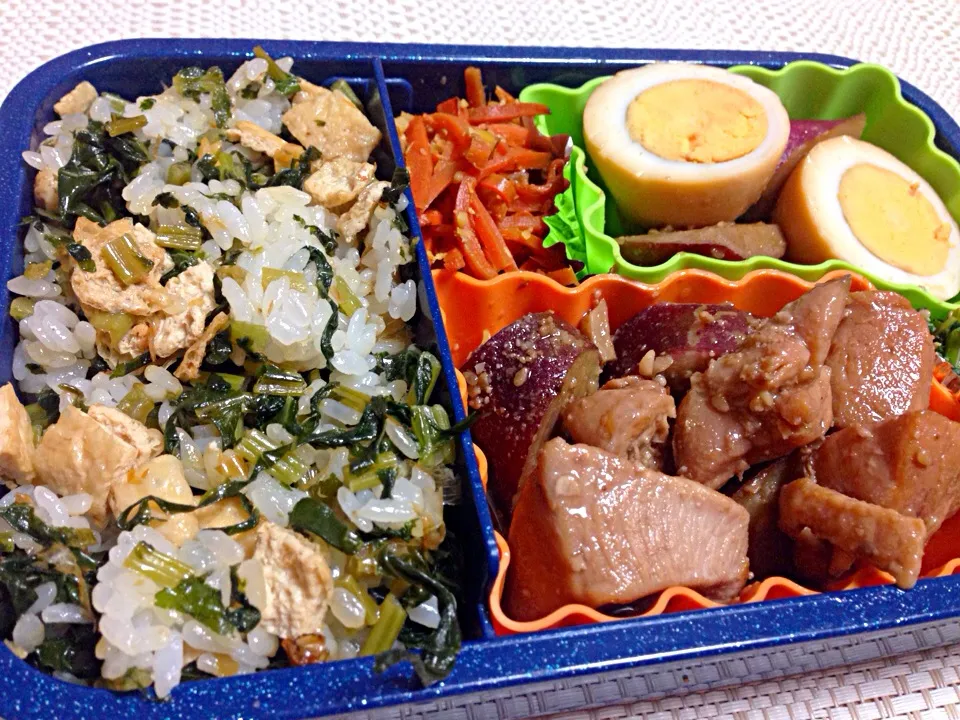 大根葉ごはんと鶏肉とサツマイモの甘辛煮弁当|Junko  Tanakaさん