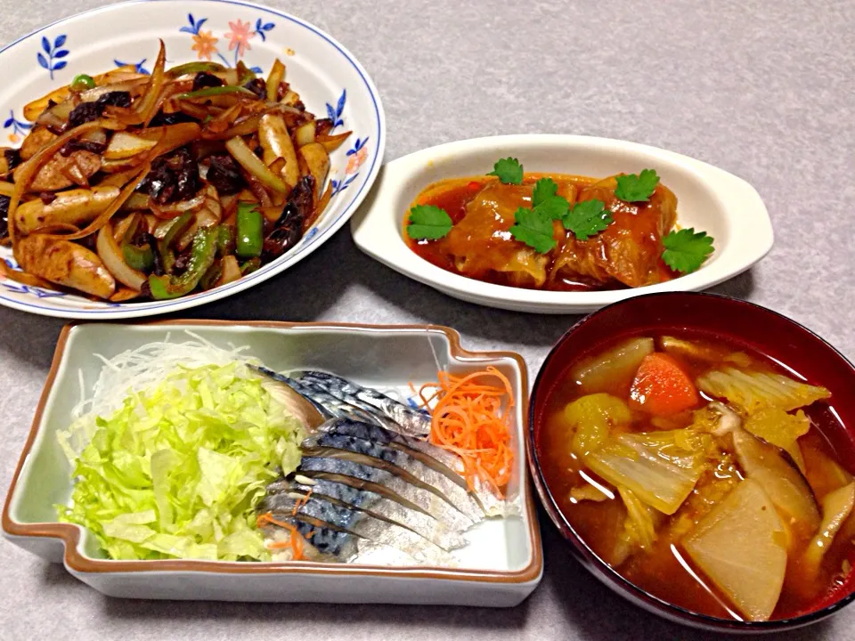 しめ鯖 豚汁 晩ご飯🐷|Orie Uekiさん