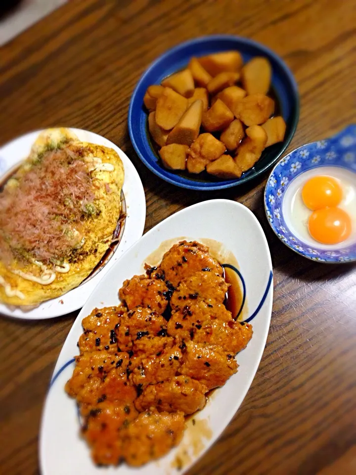 豚平焼風、里芋のにっころがし、鶏つくね|Haruka Watanabeさん