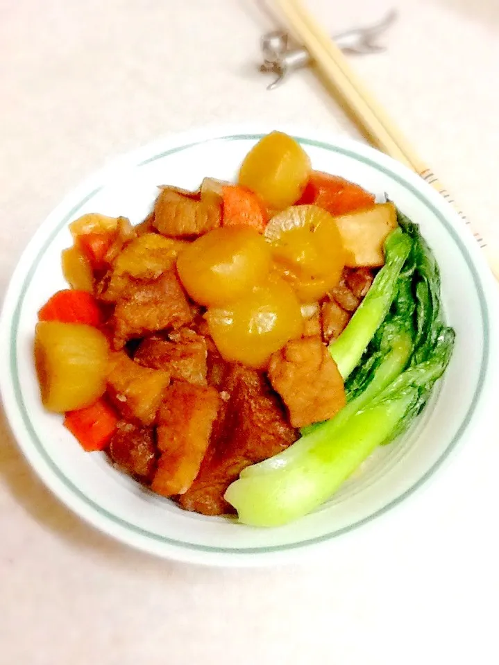 晩ご飯 煮豚丼|さとう かおりさん