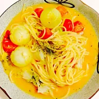 Snapdishの料理写真:野菜スープパスタ|さとはるさん