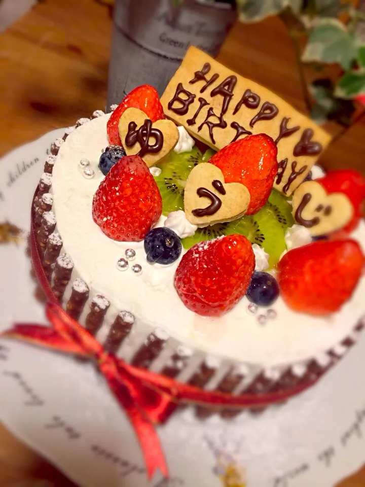 Snapdishの料理写真:パパのBirthdayケーキ♡|RinRin☆さん