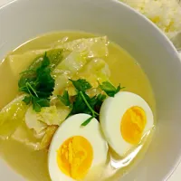 Sesame miso soup with cabbage, leek|naozoさん