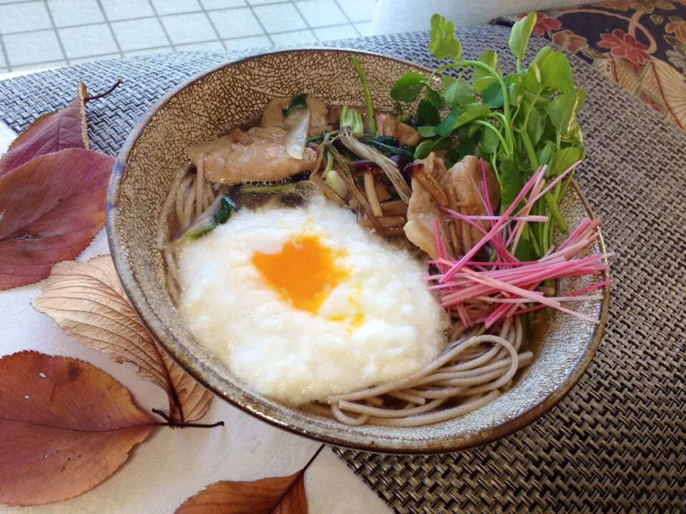 Snapdishの料理写真:肉とろろ蕎麦|アズフラさん