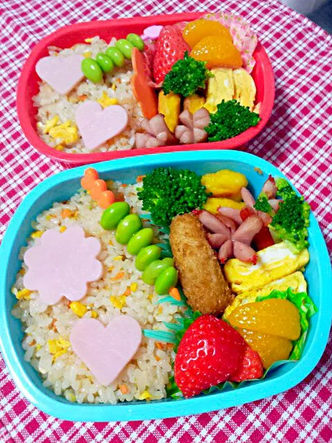 小学生の長男と幼稚園長女のお弁当(*^^*)|きらりさん