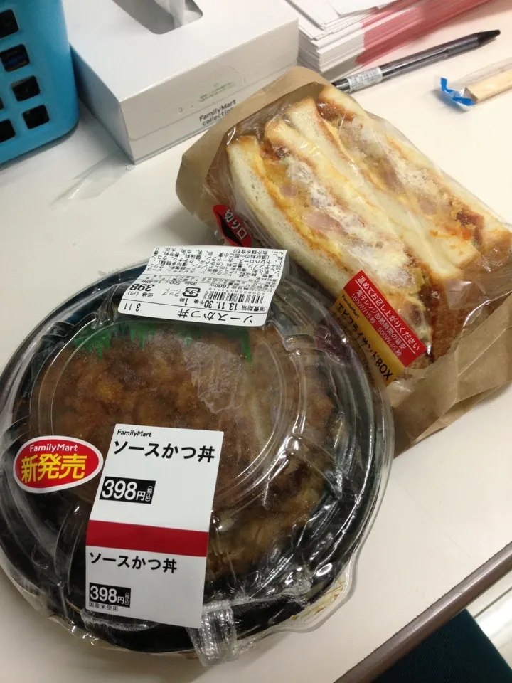 ソースカツ丼、エビフライサンド|おぎしょーさん