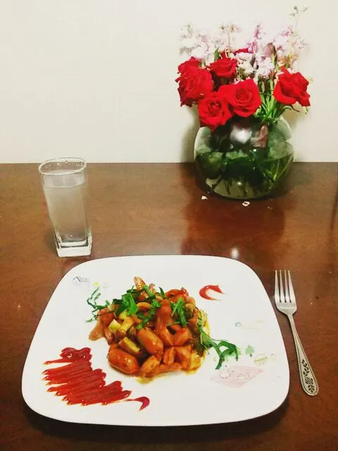 Mini-sausages and vegetables with ketchup&BBQ sauce|Susan Parkさん