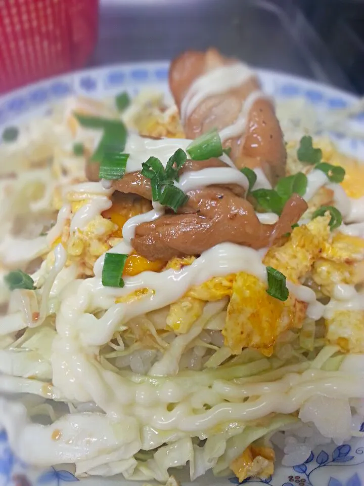 Snapdishの料理写真:チキンとキャベツの甘辛丼|奈津子さん