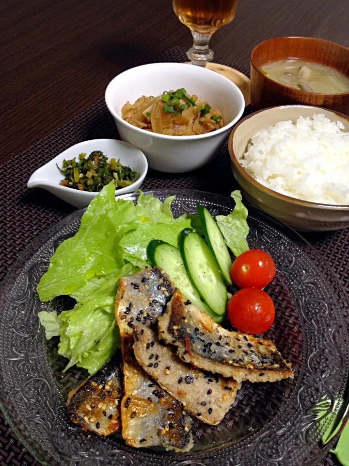 秋刀魚の胡麻ソテーの晩ご飯|mikaさん