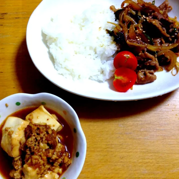 プルコギご飯と肉そぼろ豆腐|泉穂さん