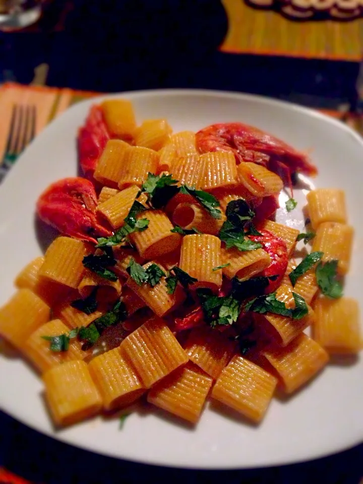 Snapdishの料理写真:Rigatoni con gamberi|rubiniaさん