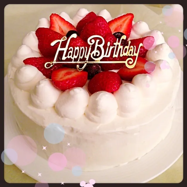 Snapdishの料理写真:旦那さんのお誕生日ケーキ( ᵕ́ૢ‧̮ᵕ̀ૢ)‧̊·*|mama.さん