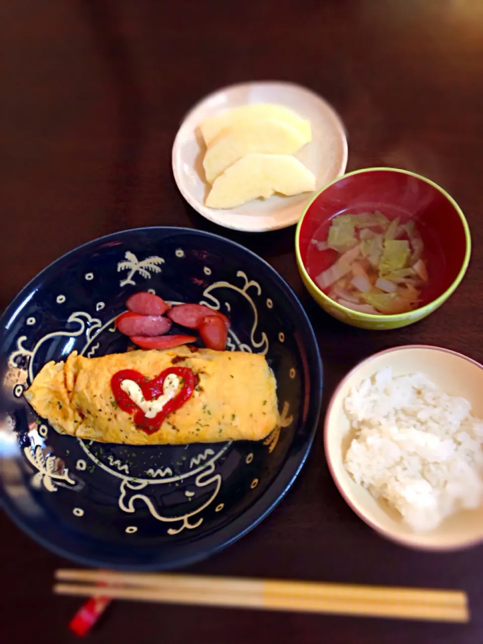 Snapdishの料理写真:子供の朝ごはんŧ‹"((｡´ω`｡))ŧ‹"|yasukoさん