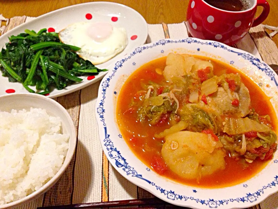 チキンのトマト煮、ポパイの目玉|sayaさん