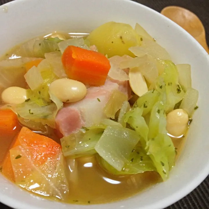 お豆と野菜のスープごはん|ののさん