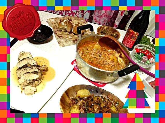 11/23㊗の夕ご飯はボージョレーで乾杯🍷|みきぴょん♪さん