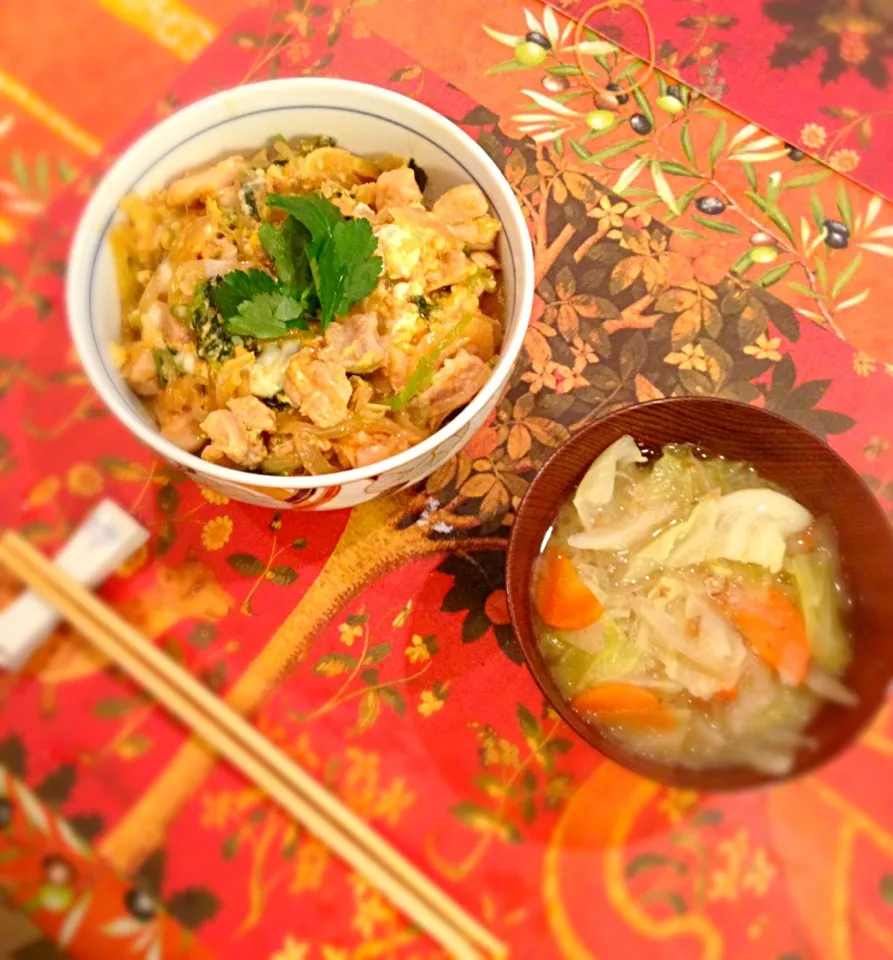 親子丼定食|まろぬこさん