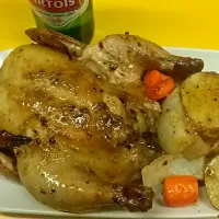 hoison sauce cornish hen with oven-baked veggies|jonathan choiさん