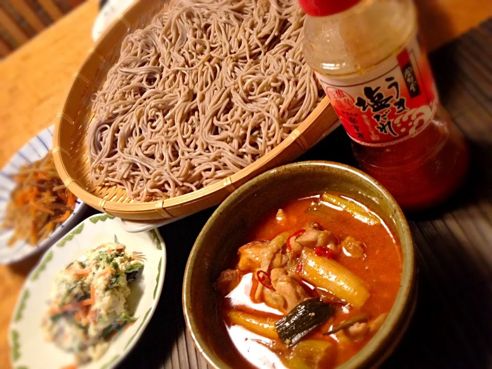 アカハチのうま塩だれで鶏つけ蕎麦|りえさん