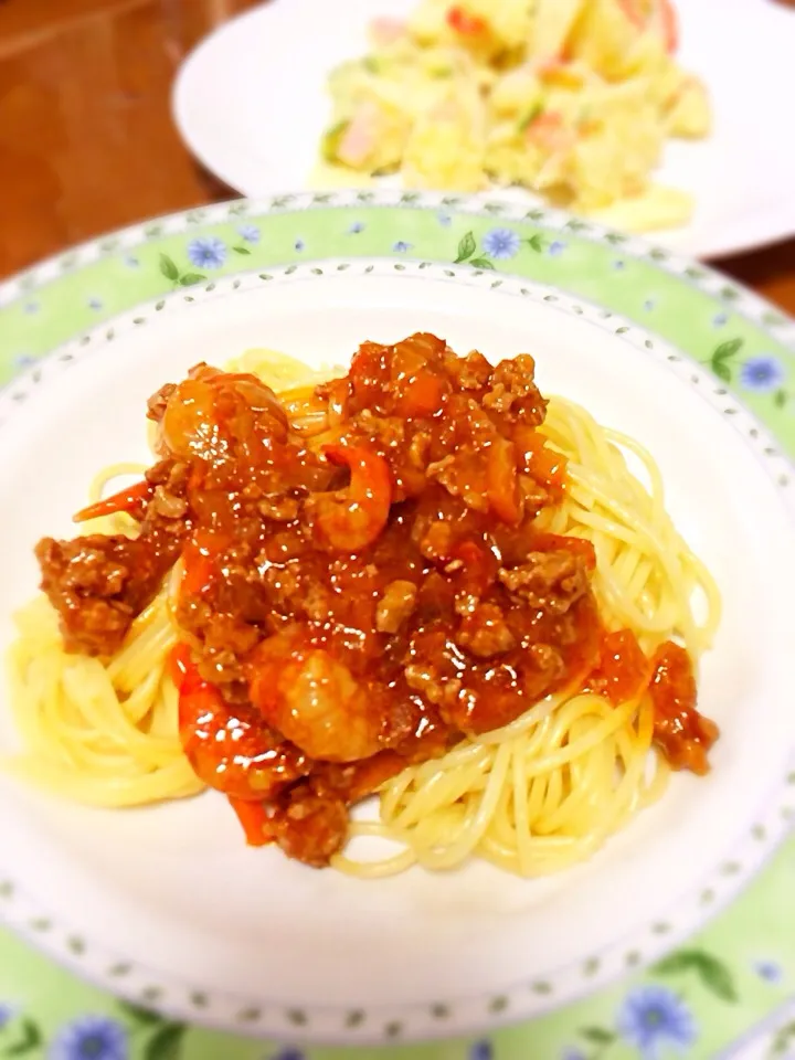 エビ入りミートソースパスタ🍝|masasho's momさん