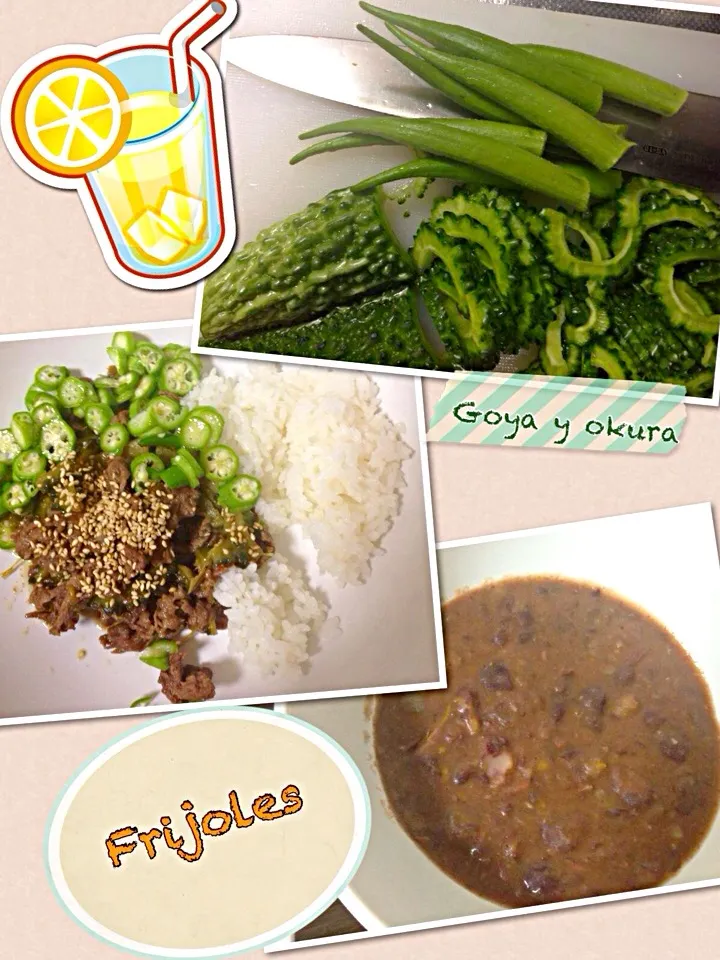 Goya y okura verduras japonesas y frijoles|luz nellyさん