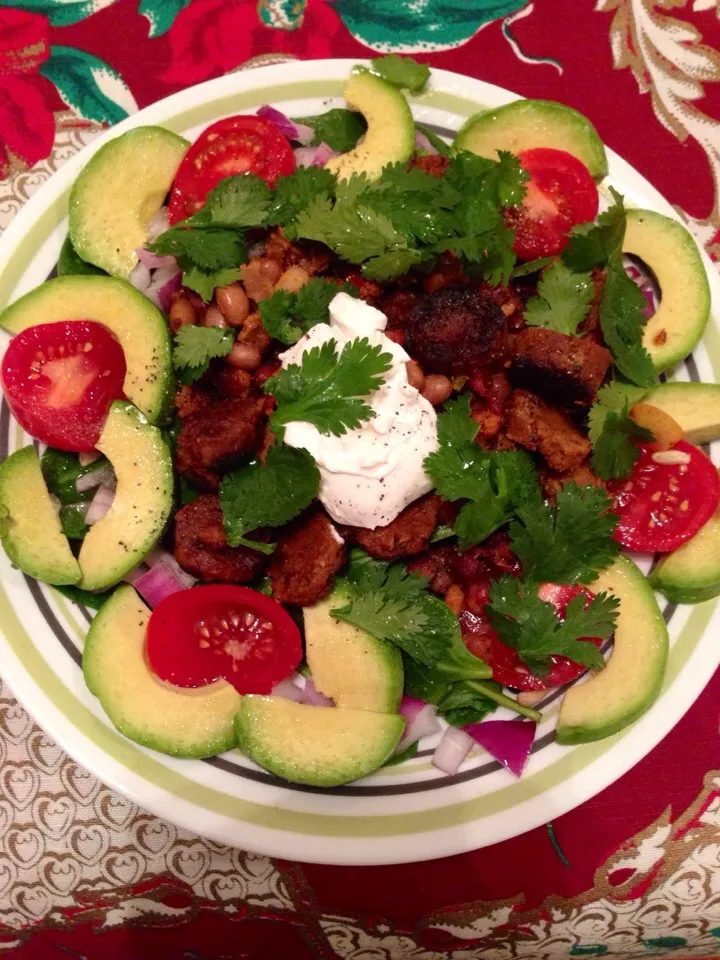 Snapdishの料理写真:Vegan sausage salad|soberrynaturalさん