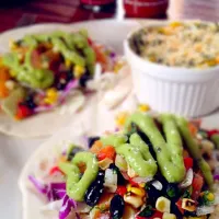 Snapdishの料理写真:Jerk Shrimp Tacos and Butternut Squash Casserole|Aaron Segallさん